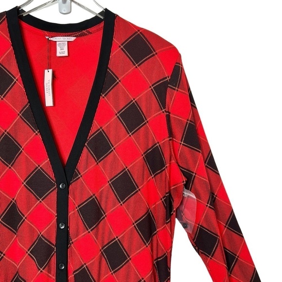 NEW Victoria’s Secret Red Plaid Pajama Thermal Waffle Knit Jumpsuit Sz XL - Picture 4 of 13